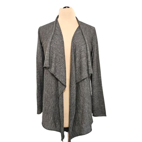 Eileen Fisher Cardigan Royal Alpaca Gray Inverted Pleat Open Waterfall Medium - Picture 1 of 7